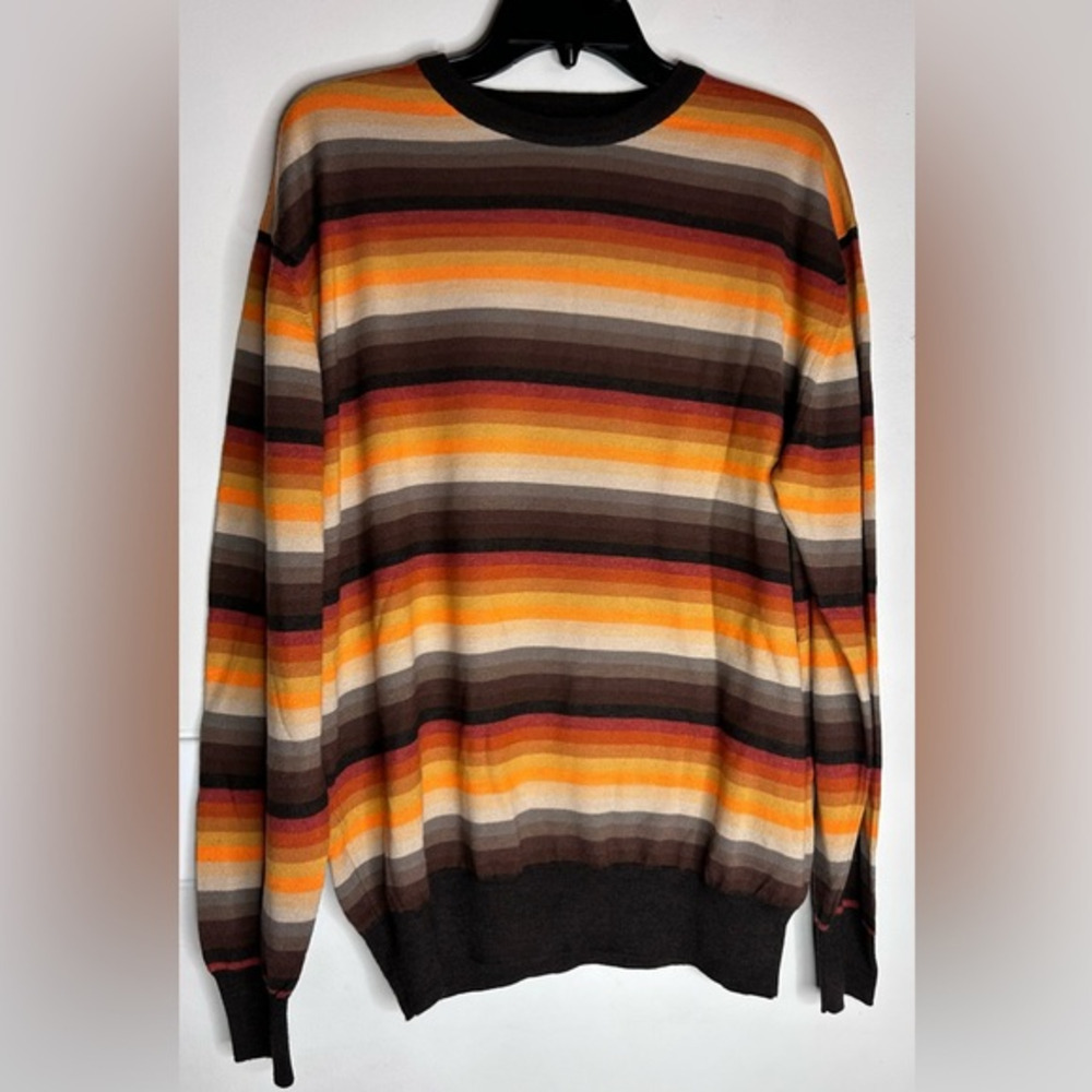 San & Fa Sweaters |‎ Striped Fall Colors Wool Acrylic Blend Size Large